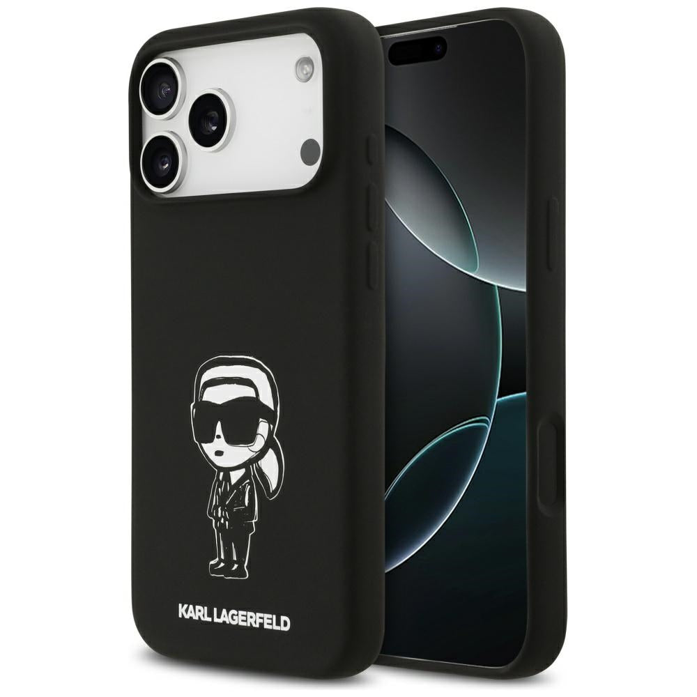 Custodia per Apple iPhone 17 Pro Max, Karl Lagerfeld, Sketch and Logo Karl, Nera