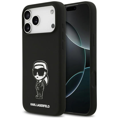 Custodia per Apple iPhone 17 Pro Max, Karl Lagerfeld, Sketch and Logo Karl, Nera