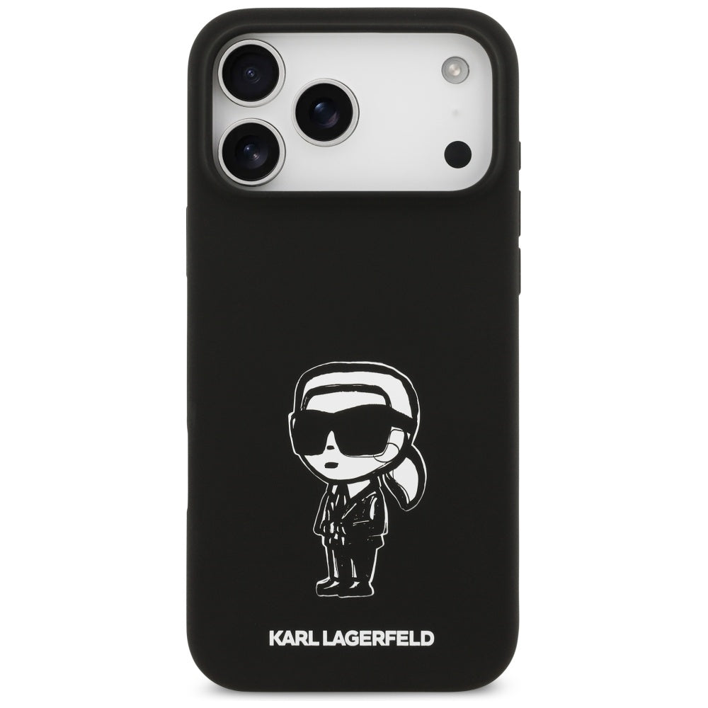 Custodia per Apple iPhone 17 Pro Max, Karl Lagerfeld, Sketch and Logo Karl, Nera