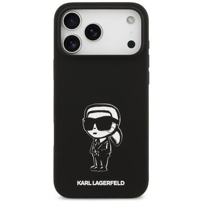 Custodia per Apple iPhone 17 Pro Max, Karl Lagerfeld, Sketch and Logo Karl, Nera
