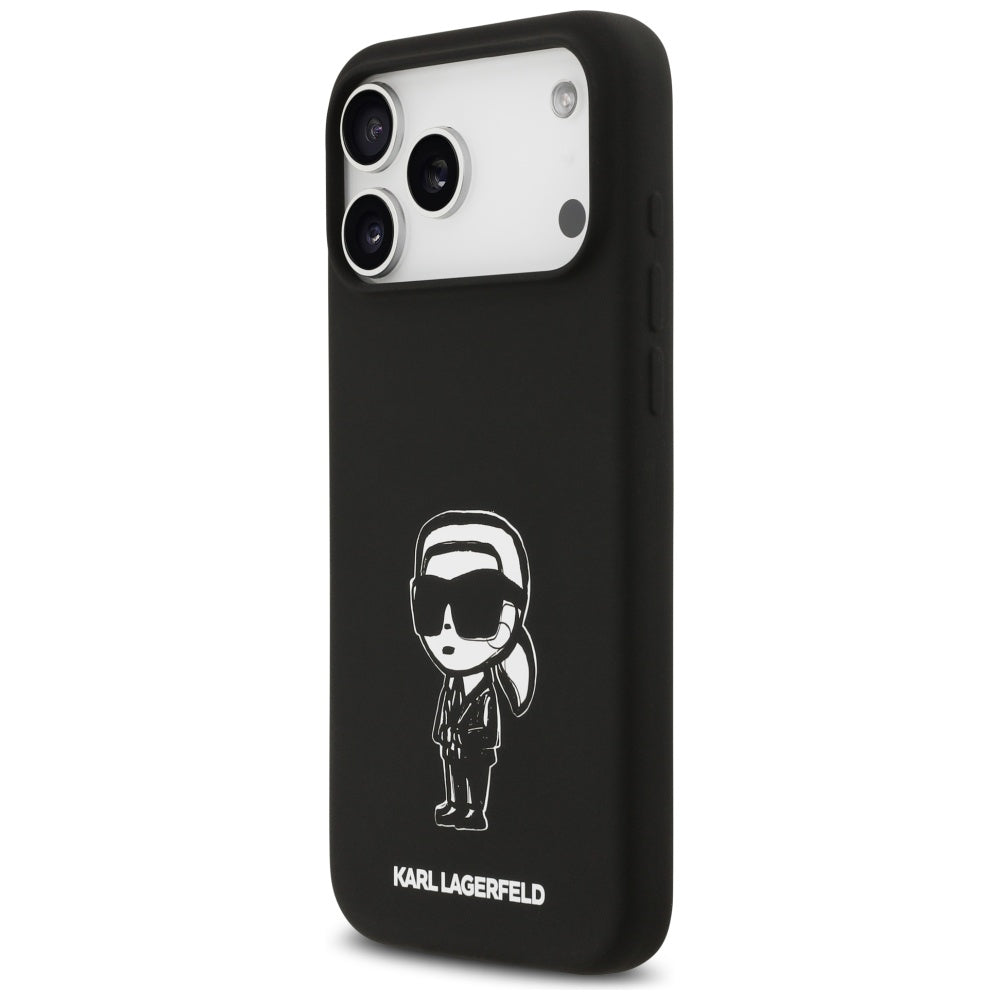 Custodia per Apple iPhone 17 Pro Max, Karl Lagerfeld, Sketch and Logo Karl, Nera