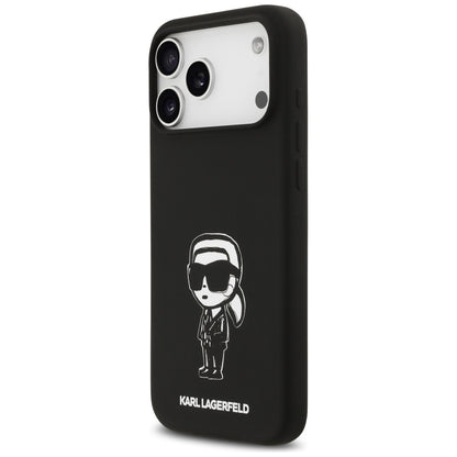 Custodia per Apple iPhone 17 Pro Max, Karl Lagerfeld, Sketch and Logo Karl, Nera