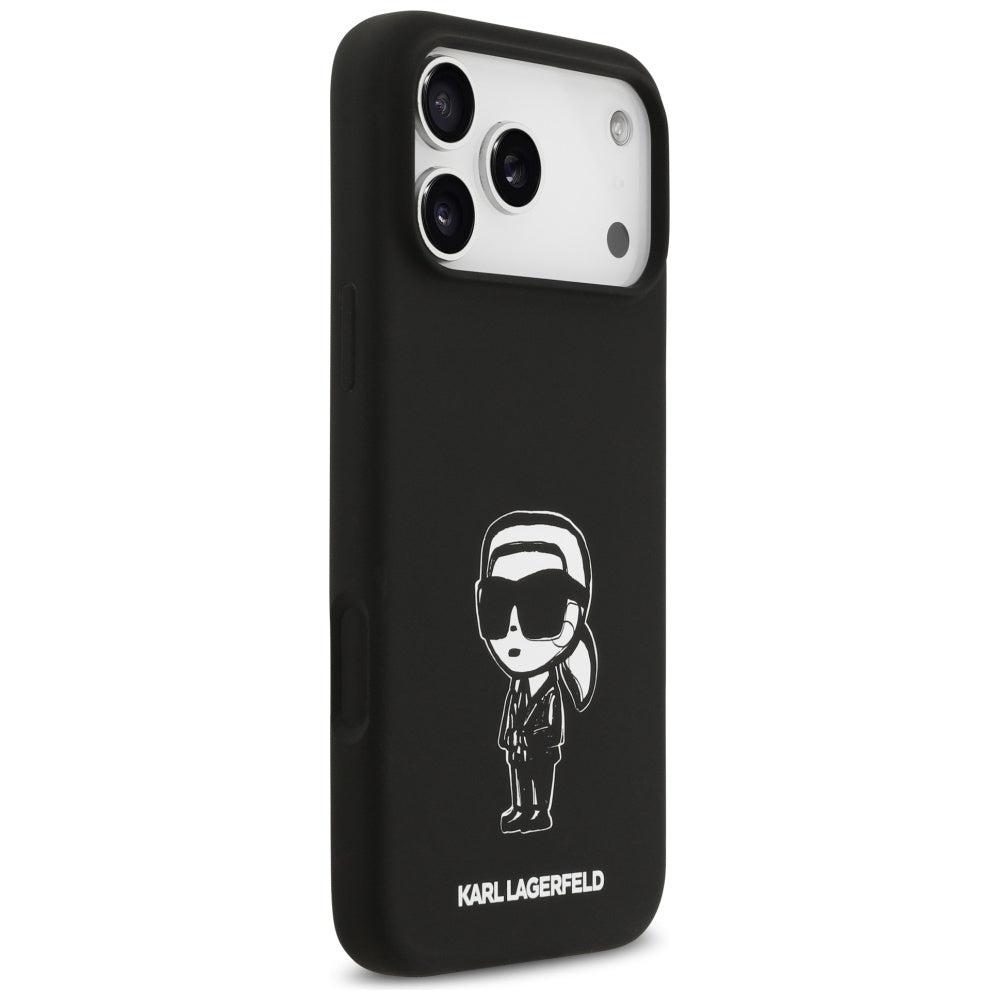 Custodia per Apple iPhone 17 Pro Max, Karl Lagerfeld, Sketch and Logo Karl, Nera