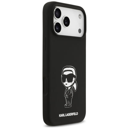 Custodia per Apple iPhone 17 Pro Max, Karl Lagerfeld, Sketch and Logo Karl, Nera