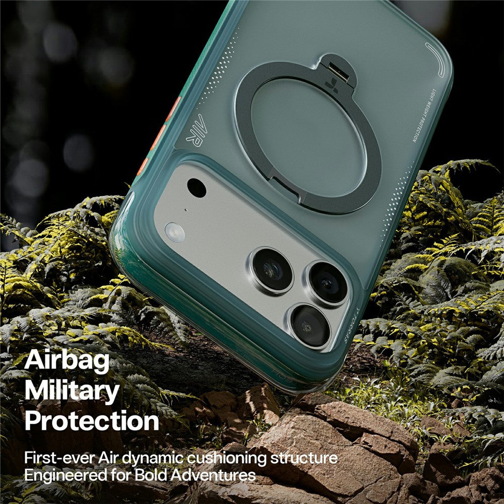 Custodia per Apple iPhone 17 Pro Max, Torras, Ostand Spin Air, Verde