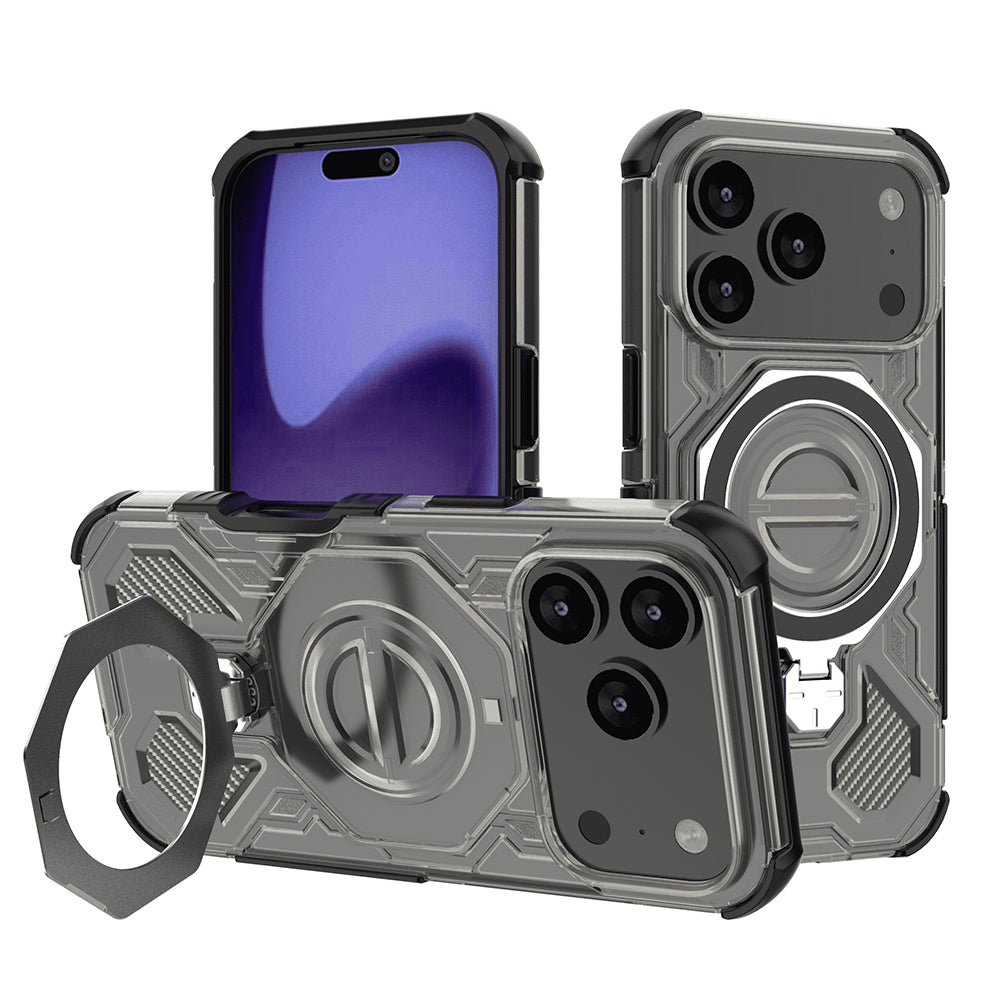 Custodia per Apple iPhone 17 Pro, Techsuit, Carbon Shield Pro, Nero Chiaro