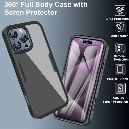 Custodia per Apple iPhone 17 Pro, Techsuit, ColorVerse 360, Nera