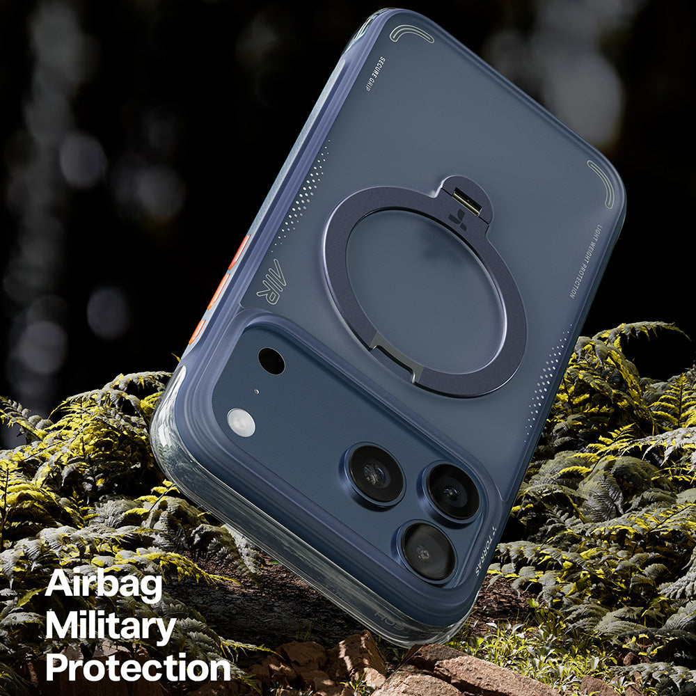 Custodia per Apple iPhone 17 Pro, Torras, Ostand Spin Air, Blu