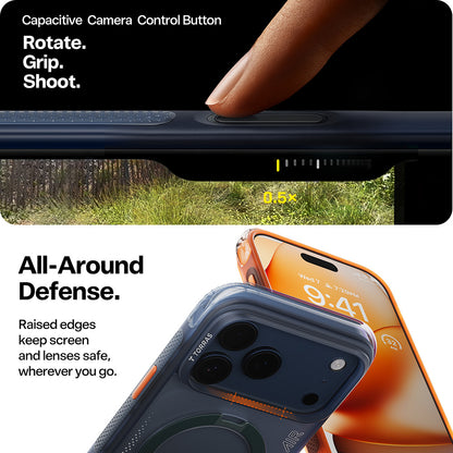 Custodia per Apple iPhone 17 Pro, Torras, Ostand Spin Air, Blu