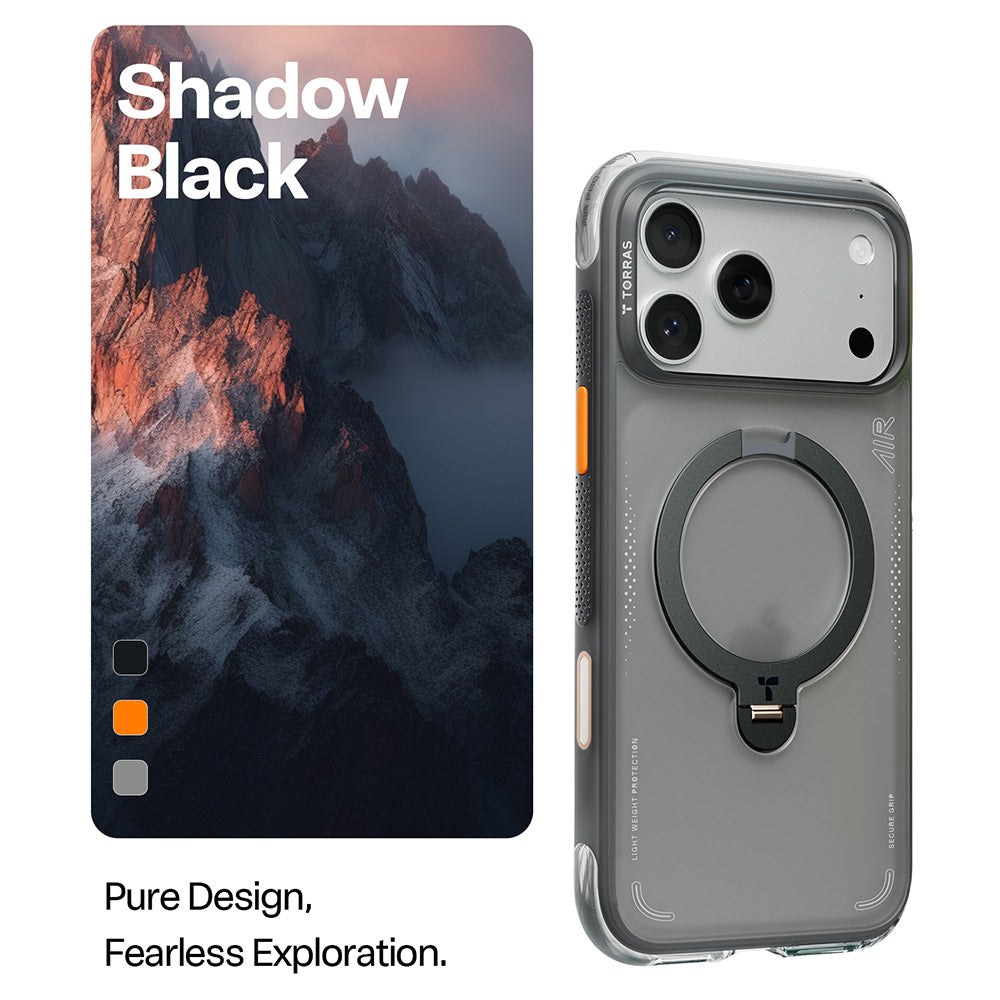 Custodia per Apple iPhone 17 Pro, Torras, Ostand Spin Air, Grigio