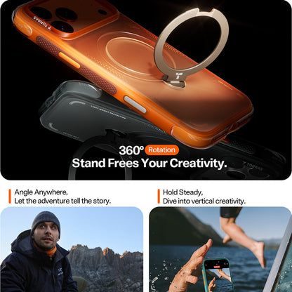 Custodia per Apple iPhone 17 Pro, Torras, Ostand Spin Air, Grigio