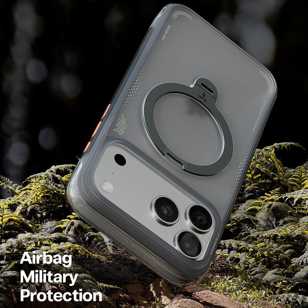 Custodia per Apple iPhone 17 Pro, Torras, Ostand Spin Air, Grigio