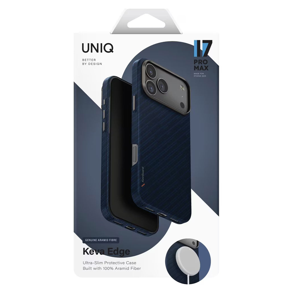 Custodia MagSafe per Apple iPhone 17 Pro, UNIQ, Keva MagClick, Blu navy