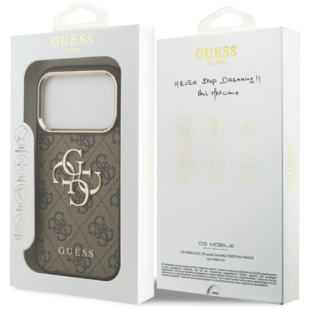 Custodia per Apple iPhone 18 Pro / 17 Pro, Guess, 4G Big Classic Logo, Marrone