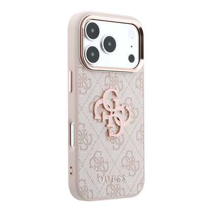 Custodia per Apple iPhone 18 Pro / 17 Pro, Guess, Logo 4G Grande in Resina, Rosa