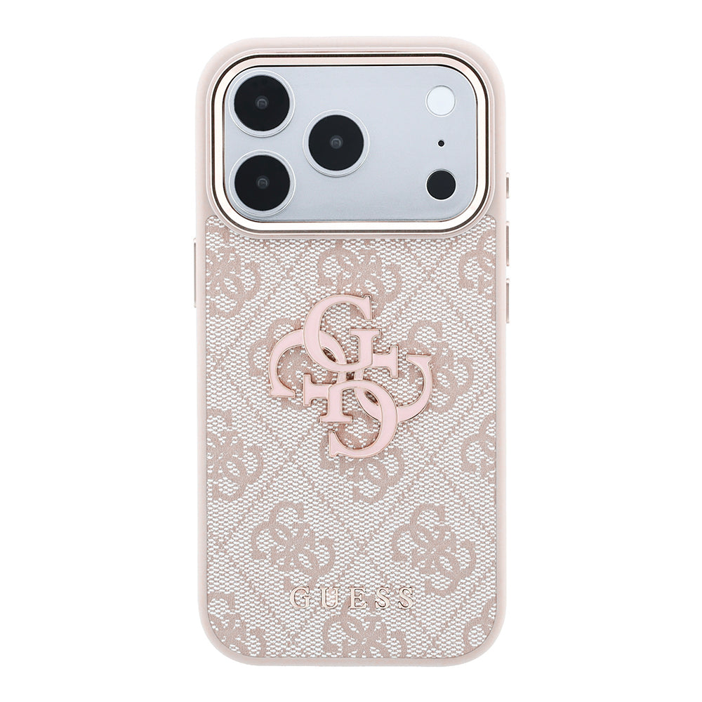 Custodia per Apple iPhone 18 Pro / 17 Pro, Guess, Logo 4G Grande in Resina, Rosa