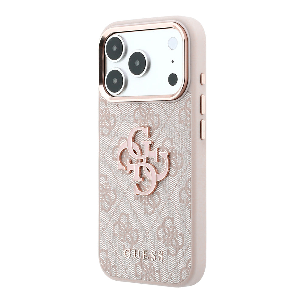 Custodia per Apple iPhone 18 Pro / 17 Pro, Guess, Logo 4G Grande in Resina, Rosa