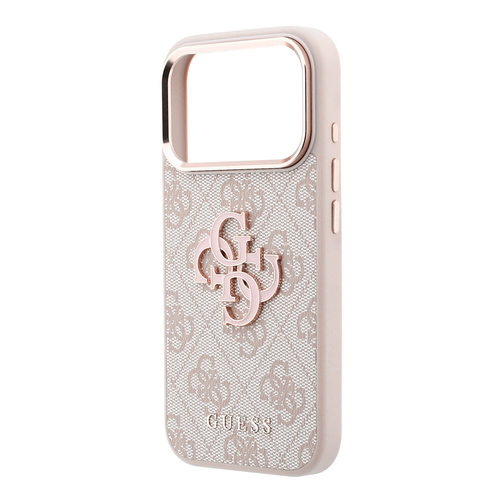 Custodia per Apple iPhone 18 Pro / 17 Pro, Guess, Logo 4G Grande in Resina, Rosa
