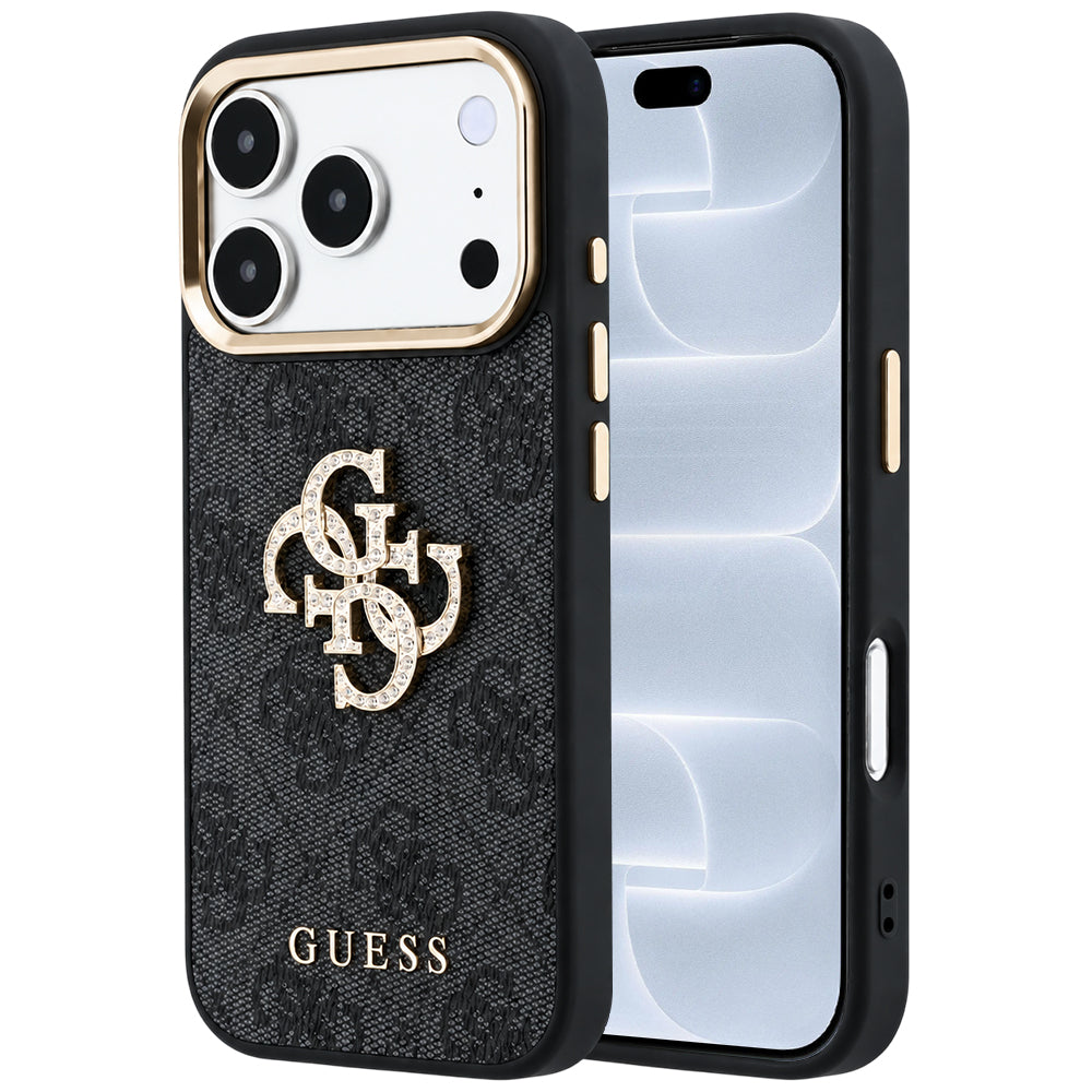 Custodia per Apple iPhone 18 Pro / 17 Pro, Guess, 4G Big Strass Logo, Nera