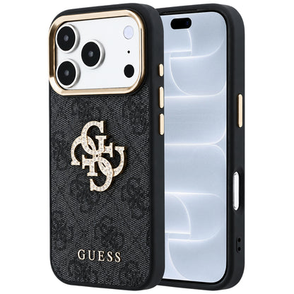 Custodia per Apple iPhone 18 Pro / 17 Pro, Guess, 4G Big Strass Logo, Nera