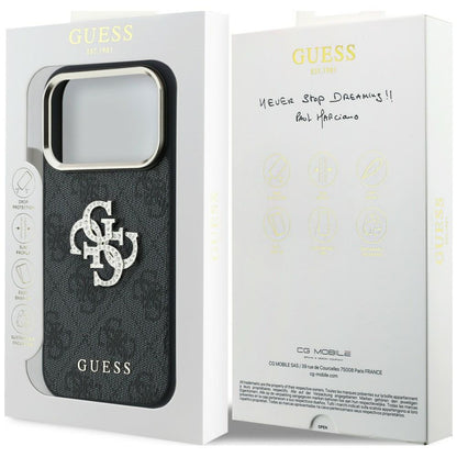 Custodia per Apple iPhone 18 Pro / 17 Pro, Guess, 4G Big Strass Logo, Nera