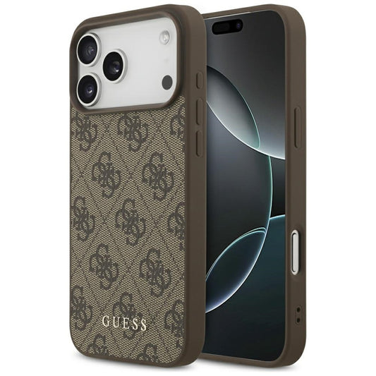 Custodia per Apple iPhone 18 Pro / 17 Pro, Guess, 4G Classic Logo, Marrone