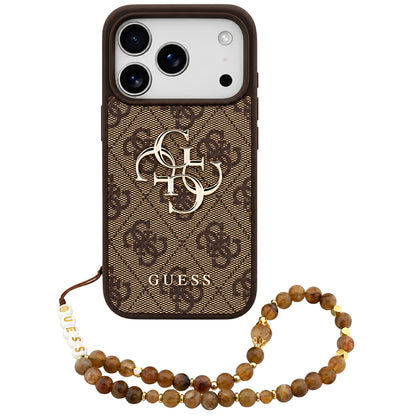 Custodia per Apple iPhone 18 Pro / 17 Pro, Guess, 4G Classic Logo con cinturino, Marrone