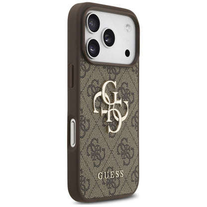 Custodia per Apple iPhone 18 Pro / 17 Pro, Guess, 4G Classic Logo con cinturino, Marrone