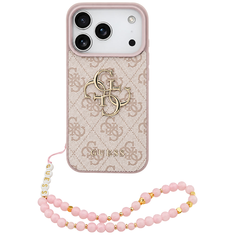 Custodia per Apple iPhone 18 Pro / 17 Pro, Guess, 4G Classic Logo con Cinturino, Rosa