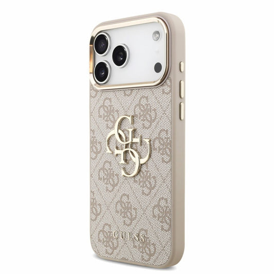 Custodia per Apple iPhone 18 Pro / 17 Pro, Guess, 4G Classic Logo with Strap, rosa dorata