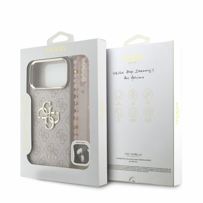 Case for Apple iPhone 18 Pro / 17 Pro, Guess, 4G Classic Logo with Strap, Rose Gold