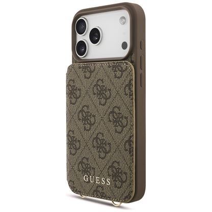 Custodia per Apple iPhone 18 Pro / 17 Pro, Guess, 4G Crossbody Cardslot, Marrone