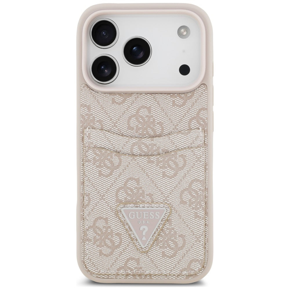 Custodia per Apple iPhone 18 Pro / 17 Pro, Guess, 4G Double Card Triangle, rosa