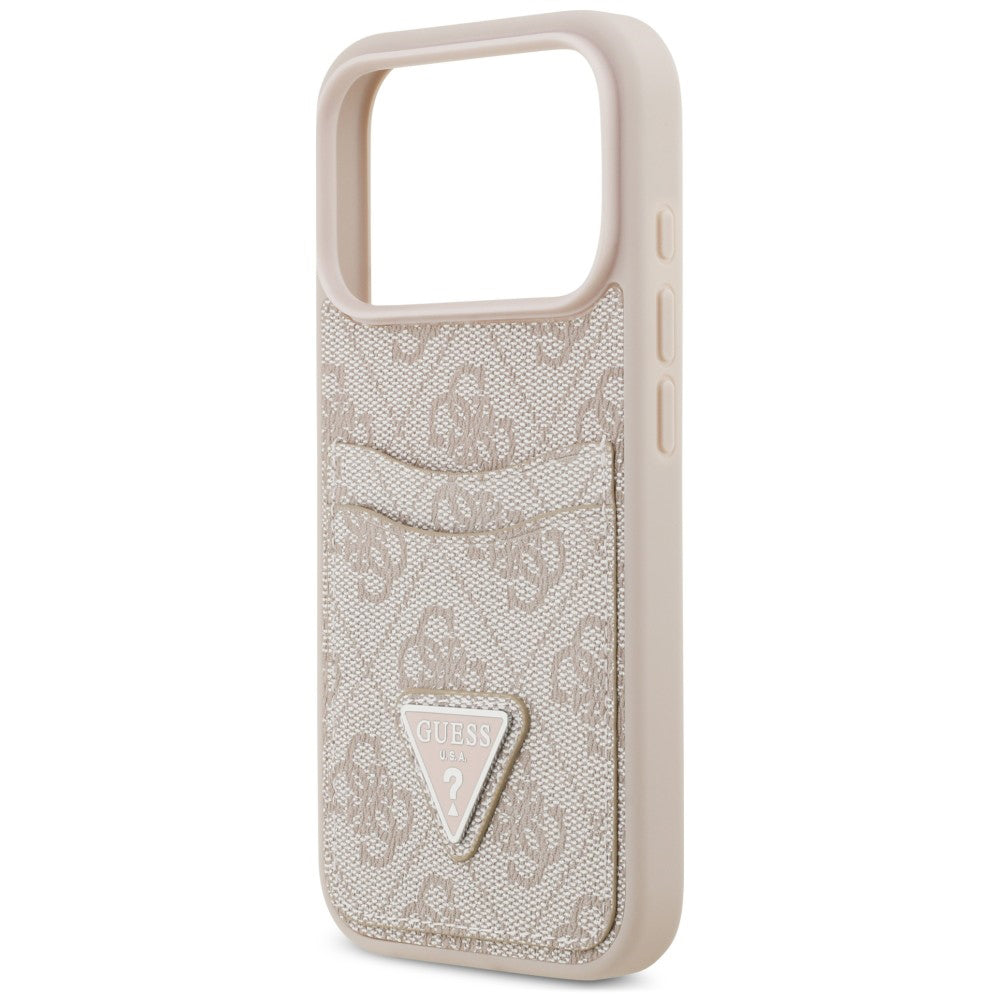Custodia per Apple iPhone 18 Pro / 17 Pro, Guess, 4G Double Card Triangle, rosa