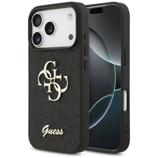 Custodia per Apple iPhone 18 Pro / 17 Pro, Guess, Fixed Glitter Big 4G, Nera