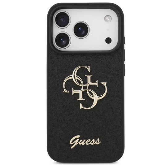Custodia per Apple iPhone 18 Pro / 17 Pro, Guess, Fixed Glitter Big 4G, Nera