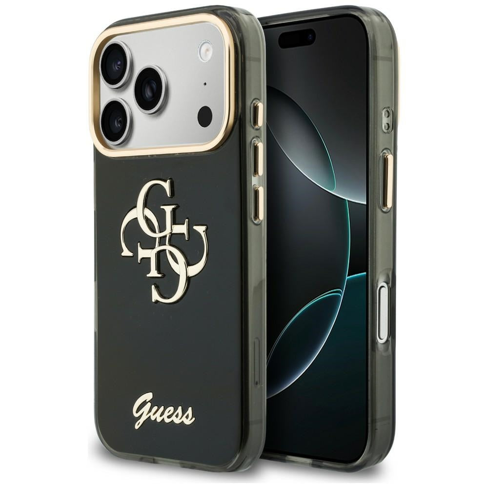 Case for Apple iPhone 18 Pro / 17 Pro, Guess, IML 4G Metal Script, Black