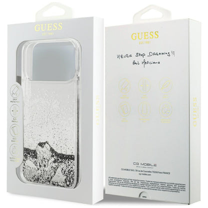 Custodia per Apple iPhone 18 Pro / 17 Pro, Guess, Liquid Glitter Charms, Argento