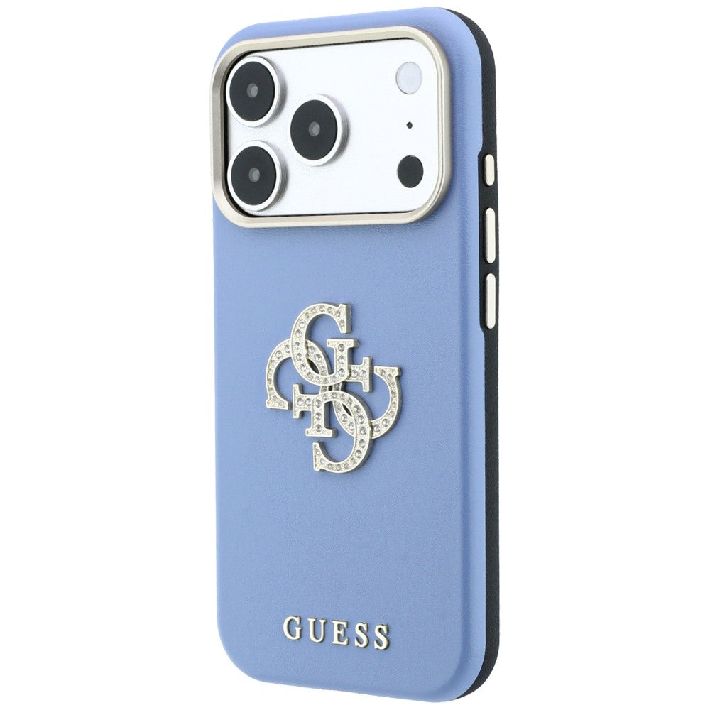 Custodia per Apple iPhone 18 Pro / 17 Pro, Guess, Smooth Big Strass Logo, Bleu