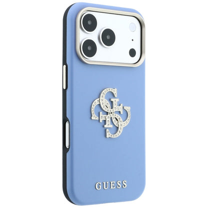 Custodia per Apple iPhone 18 Pro / 17 Pro, Guess, Smooth Big Strass Logo, Bleu