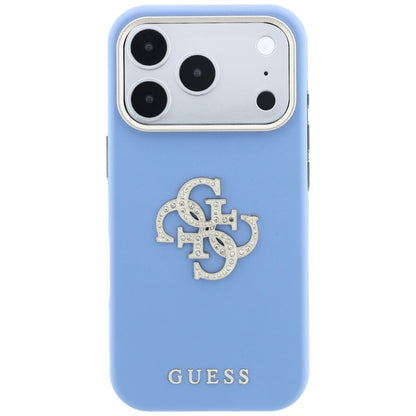 Custodia per Apple iPhone 18 Pro / 17 Pro, Guess, Smooth Big Strass Logo, Bleu