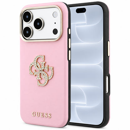 Custodia per Apple iPhone 18 Pro / 17 Pro, Guess, Smooth Big Strass Logo, rosa