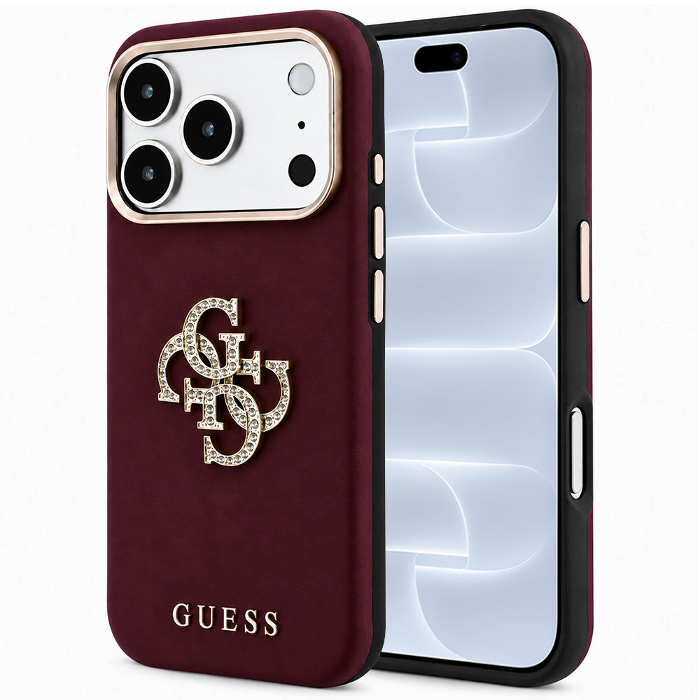 Custodia per Apple iPhone 18 Pro / 17 Pro, Guess, Smooth Big Strass Logo, Vinaccia