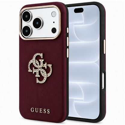 Custodia per Apple iPhone 18 Pro / 17 Pro, Guess, Smooth Big Strass Logo, Vinaccia