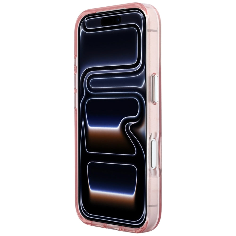 Custodia per Apple iPhone 18 Pro / 17 Pro, Karl Lagerfeld, IML Big Signature Resin Logo e Cornice in Metallo, Rosa