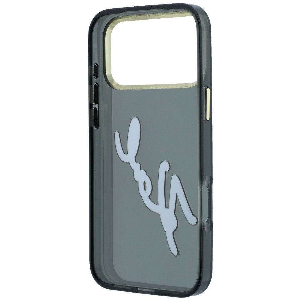Custodia per Apple iPhone 18 Pro / 17 Pro, Karl Lagerfeld, IML Big Signature Resin Logo e Cornice in Metallo, Nera