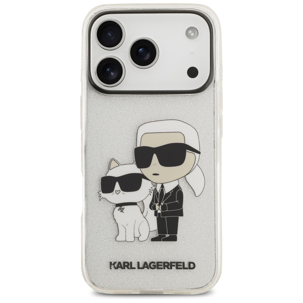 Custodia per Apple iPhone 18 Pro / 17 Pro, Karl Lagerfeld, IML Glitter Karl and Choupette NFT, trasparente