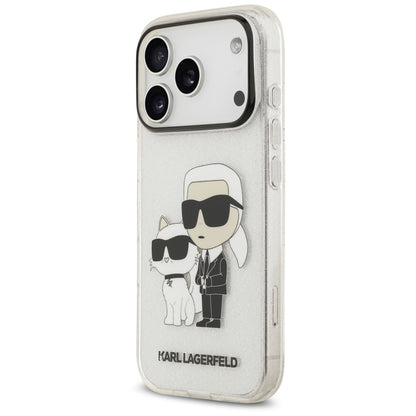 Custodia per Apple iPhone 18 Pro / 17 Pro, Karl Lagerfeld, IML Glitter Karl and Choupette NFT, trasparente