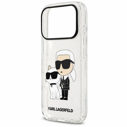 Custodia per Apple iPhone 18 Pro / 17 Pro, Karl Lagerfeld, IML Glitter Karl and Choupette NFT, trasparente