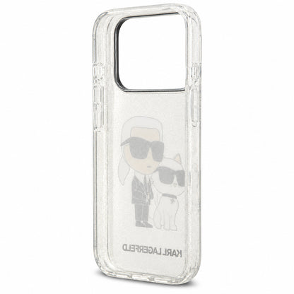 Custodia per Apple iPhone 18 Pro / 17 Pro, Karl Lagerfeld, IML Glitter Karl and Choupette NFT, trasparente